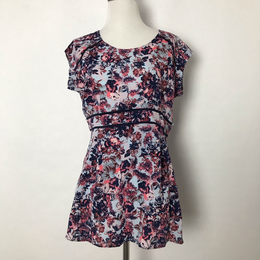🎁 Motherhood Round Neck Floral Short Sleeve Blue Women's top